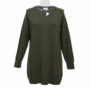 Old Navy SoSoft V Neck Sweater Dress Dark Olive Green Large NEW Academia Casual